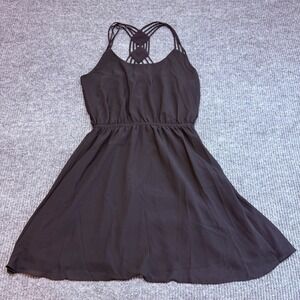 Anthropologie Lost April Black Sleeveless Open BackMini Dress Cinched Waist